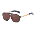 Classic polarized aviator sunglasses with dual-tone square frames and gold metal temples - C3 Polarized Transparent Dark Brown