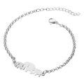 Bracciale minimalista in acciaio inossidabile argento con tre ciondoli a forma di elefante - Color Acciaio