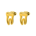 Orecchini a perno a forma di dente traforato in acciaio inossidabile dorato - Forma del Dente Cavo / Oro