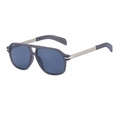 Polarized square sunglasses in dark grey frame with blue lenses and double bridge design - C5 Polarized Matte Transparent Gray