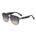 Pilot style sunglasses with gradient brown lenses and purple translucent double bridge frames - Top Gray Bottom Tea (C6)