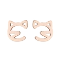 Macro detail of rose gold cat-shaped stud earrings with minimalist hollow-out design - Rose Gold (Cat Shape)