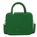 Stylish green leather handbag with top handle and gold lettering for women - Green