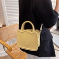 Light yellow crossbody bag in soft matte leather with unique cloud edge design for women - Yellow