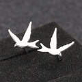 Orecchini a perno minimalisti in acciaio inossidabile argento con design a rondine - Color Acciaio