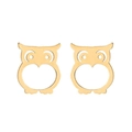 Detailed view of golden owl stud earrings with hollow design and smooth metal finish - Gold (Owl Shape)