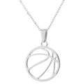 Collana con ciondolo basket in acciaio inossidabile traforato con catena a maglie sottili - Stile Basket Acciaio (693)