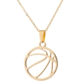 Dettaglio della collana con pendente basket dorato traforato e finitura lucida - Stile Basket Oro (693)