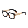 Lunettes de soleil carrées rétro noir et ambre avec charnières dorées ciselées - C19 Brun Foncé Or