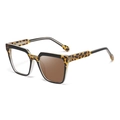 Cat eye glasses frame in leopard tortoiseshell and black with photochromic lenses - Bright Black Yellow Leopard (Turn Brown)