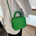 Vibrant green PU leather crossbody bag with wave relief and gold metal hardware for women - Green