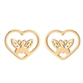 Minimalist butterfly heart stud earrings in polished gold hollowed-out design - 266 Hollow Heart Butterfly / Gold