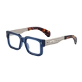 Lunettes de soleil rétro avec monture bleu foncé transparent et branches métalliques - C7 Bleu Foncé Transparent Argent
