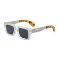 Gafas de sol cuadradas transparentes con patillas plateadas grabadas y lentes grises - Transparente Plata Gris (C8)