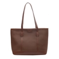 Braune Shopper-Tasche mit Litschiprägung, Kontrastboden und goldener Logo-Prägung - Braun