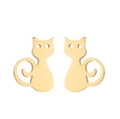 Detalle de pendientes de gato dorados con diseño minimalista de alambre fino - Dorado