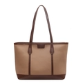 Tragetasche in Dunkelbraun und Hellbraun mit Leder-Litschi-Muster für Damen - Khaki