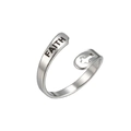 Anello regolabile in acciaio inossidabile argento con incisione FAITH e design a croce - Fede / Color Acciaio