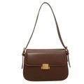 Vintage Schultertasche in Karamelbraun mit goldener quadratischer Schnalle - Braun
