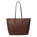 Borsa tote minimalista in pelle marrone con grande capacità e doppi spallacci sottili - Marrone