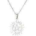 Silver stainless steel necklace featuring a supernatural pentagram sun pendant - Supernatural Pentagram Sun (796 Steel)