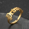 Gothic style gold stainless steel adjustable ring with Baby letter design - Baby Style (055) / Gold