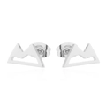 Minimalist mountain peak silver stud earrings for women with a sleek polished finish - Steel