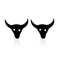 Pendientes de cabeza de toro negro minimalista con un acabado de metal mate elegante unisex - Negro Mate
