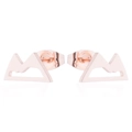 Close-up of rose gold hollow mountain studs with delicate needles on white background - Rose Gold