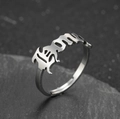 Silver gothic faith letter open ring in stainless steel with adjustable band for women - Faith Style (056) / Steel