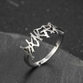 Minimalist silver irregular jagged geometric open ring in cool punk style - Punk Geometric Style (057) / Steel