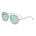 Lunettes de soleil carrées évidées en métal argenté avec verres vert clair pour femme - C5 Monture Argentée Verres Verts