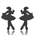 Elegant matte black ballerina silhouette stud earrings made of durable stainless steel - Matte Black