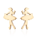 Golden ballet girl dancer silhouette stud earrings in polished stainless steel - Gold