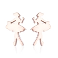 Rose gold ballerina silhouette stud earrings with polished finish on white background - Rose Gold