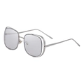 Lunettes de soleil argentées à monture carrée ajourée avec verres gris clair et métal - C6 Monture Argentée Miroir Argent