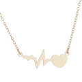 Collana con ciondolo a cuore e battito cardiaco in acciaio inossidabile placcato oro 18K - Stile Cuore Solido EKG (XL680) / Oro (680 Gold)