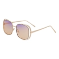 Lunettes de soleil carrées rétro avec monture dorée rose et verres dégradés violet orange - C7 Monture Dorée Marron Clair Revêtement Bleu