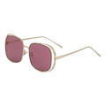 Lunettes de soleil carrées avec monture métal dorée et verres roses translucides - C10 Monture Dorée Violet Clair