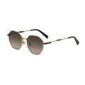 Polygonal metal sunglasses with gold frame and gradient brown lenses at 45-degree angle - Light Coffee Gold Frame Tea Grey Lenses