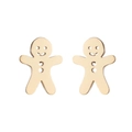 Close-up of wooden gingerbread man studs with natural wood grain and smiling face detail - Gold