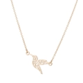 Collar minimalista de colibrí dorado con colgante de pájaro en origami calado elegante - Dorado