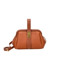Borsa retrò marrone con motivo litchi, fibbia dorata e tracolla regolabile - Marrone
