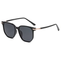 Klassische schwarze eckige Polarisierte Sonnenbrille für Herren mit Roségold-Akzenten - Glänzend Schwarzer Rahmen / Graue Gläser (C1 Grau)