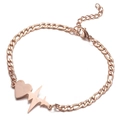 Pulsera en oro rosa con colgante de corazón y latido, cadena Fígaro y cierre de langosta - Oro Rosa-Corazón ECG