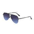 Klassieke aviator zonnebril met blauwe verloopglazen en getextureerde metalen dubbele brug - Mat Gun Frame Blauw Grijze Lens (C2)