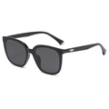 Modern square polarized sunglasses for women with black frames and silver wing accents - Bright Black (C1)