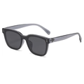 Women's chic square polarized sunglasses with gray translucent frames and black lenses - Transparent Gray (C2)