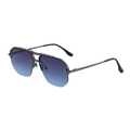 Classic pilot sunglasses with gradient blue lenses and dark gunmetal frame for men - Matte Gunmetal Frame Gray Blue Lens