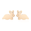 Polished gold rabbit stud earrings shown with elegant reflection on a white background - Minimalist Solid Style (163) / Gold